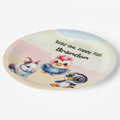 Wild One Happy Fun Woodland Animals Waterverf Papieren Bordje (Gekanteld)