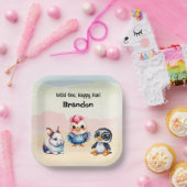 Wild One Happy Fun Woodland Animals Waterverf Papieren Bordje (Feest)