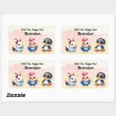 Wild One Happy Fun Woodland Animals Waterverf Rechthoekige Sticker (Vel)