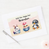 Wild One Happy Fun Woodland Animals Waterverf Rechthoekige Sticker (Envelop)
