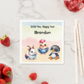 Wild One Happy Fun Woodland Animals Waterverf Servet (Insitu)