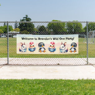 Wild One Happy Fun Woodland Animals Waterverf Spandoek