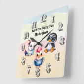 Wild One Happy Fun Woodland Animals Waterverf Vierkante Klok (Hoek)