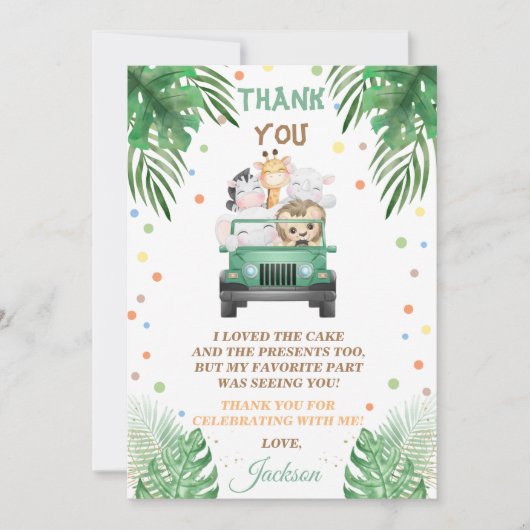 Wild One - Hartelijk dank voor Safari-dieren Kaart (Voorkant)