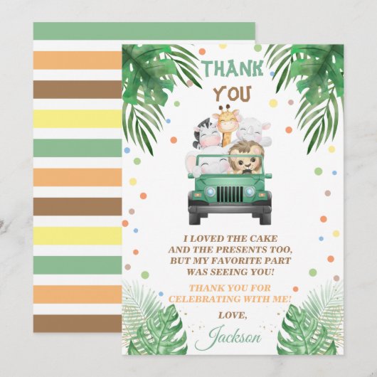 Wild One - Hartelijk dank voor Safari-dieren Kaart (Voorkant / Achterkant)