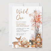 Wild One Herfst Pumpkin Woodland 1e verjaardag Kaart (Voorkant)