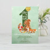 Wild ONE Herfst Woodland Forest Animal Kids Verjaa Kaart (Staand voorkant)