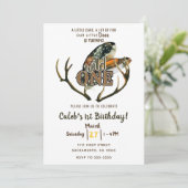 Wild One Hertengewei & Veren Boho 1e Verjaardag Kaart (Staand voorkant)