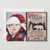 Wild One houthakker Eerste 1e verjaardag uitnodigi Kaart (Voorkant)