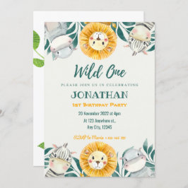 Wild One Illustration Birthday Invitation Kaart