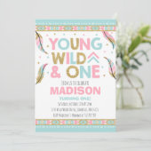 Wild One Invitation Boho Feather Wild One Party Kaart (Staand voorkant)