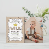 Wild One Invitation Boy Wild Ding Birthday Party Kaart (Staand voorkant)