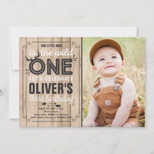 Wild One Invitation Boy Wild One Birthday Party Kaart (Voorkant)