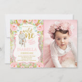 Wild One Invitation Girl Boho Dreamcatcher Party Kaart (Voorkant)