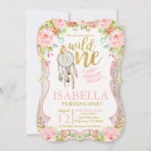 Wild One Invitation Girl Boho Dreamcatcher Party Kaart (Voorkant)
