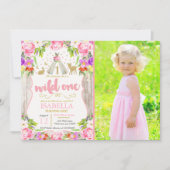 Wild One Invitation Girl Wild One 1st Birthday Kaart (Voorkant)