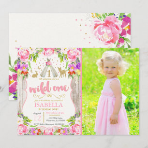 Wild One Invitation Girl Wild One 1st Birthday Kaart