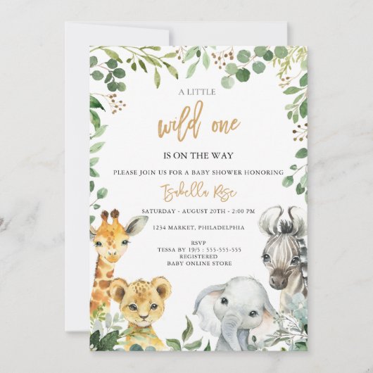 Wild One is on the Way Baby Shower Invitation Kaart (Voorkant)