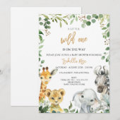Wild One is on the Way Baby Shower Invitation Kaart (Voorkant / Achterkant)
