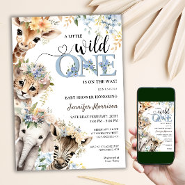 Wild One is onderweg | Boy Safari Baby shower Kaart