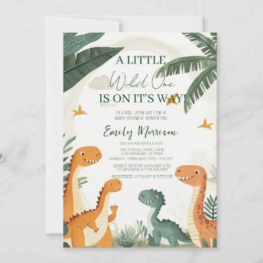 Wild One is op weg naar dinosaurussen en Baby show Kaart (Voorkant)