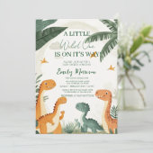 Wild One is op weg naar dinosaurussen en Baby show Kaart (Staand voorkant)