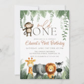 Wild One Jungle 1st Birthday Kaart (Voorkant)