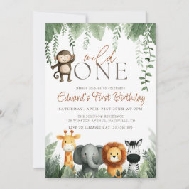Wild One Jungle 1st Birthday Kaart