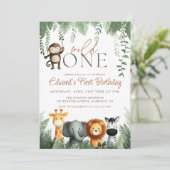 Wild One Jungle 1st Birthday Kaart (Staand voorkant)