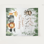Wild One Jungle 1st Birthday Photo Backdrop Wandkleed (Voorkant (horizontaal))