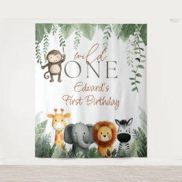 Wild One Jungle 1st Birthday Photo Backdrop Wandkleed