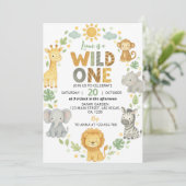 Wild One Jungle Animals Safari 1st Birthday Kaart (Staand voorkant)
