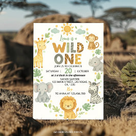 Wild One Jungle Animals Safari 1st Birthday Kaart