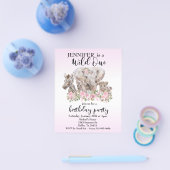 Wild One Jungle Aquarel Olifant Bloem Budget Flyer (Enkel)