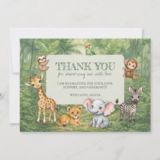 Wild One Jungle Baby Shower Bedankkaart (Voorkant)
