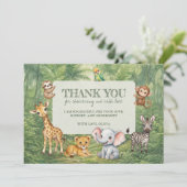Wild One Jungle Baby Shower Bedankkaart (Staand voorkant)