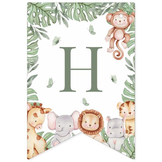 Wild One Jungle Birthday Banner (Tweede vlag)