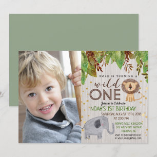 WILD ONE Jungle Boy 1e verjaardagsuitnodiging Kaart