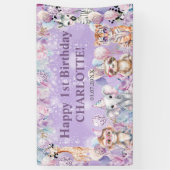 Wild One Jungle Dieren Safari 1e Verjaardag Welkom Spandoek (Verticaal)