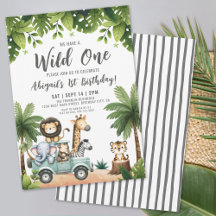 Wild One Jungle Dieren Safari 1e Verjaardagsfeestj