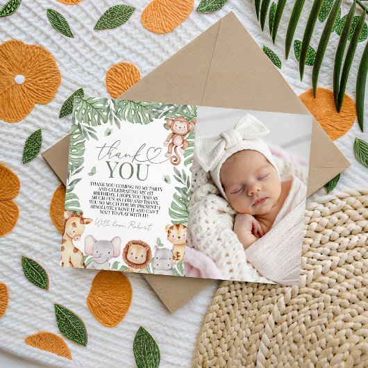 Wild One Jungle Photo Thank You Kaart