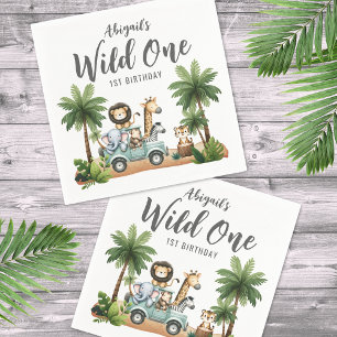 Wild One Jungle Safari 1e Verjaardagsfeestje Servet