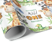 Wild One Jungle Safari 1st birthday  Cadeaupapier (Rol Hoek)