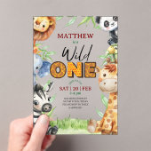 Wild One Jungle Safari 1st birthday Invitation Acryl Uitnodigingen (Insitu (Draagbaar))