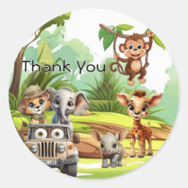 Wild One Jungle Safari 1st Birthday Paper Cup  Ronde Sticker