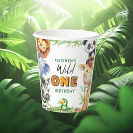 Wild One Jungle Safari 1st birthday  Papieren Bekers