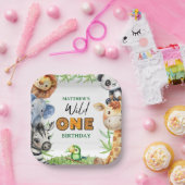 Wild One Jungle Safari 1st birthday Papieren Bordje (Feest)