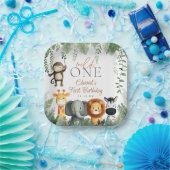 Wild One Jungle Safari 1st Birthday Papieren Bordje (Feest)