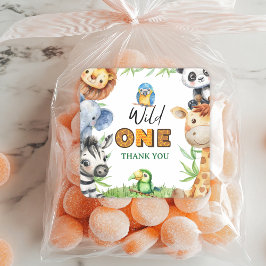 Wild One Jungle Safari 1st birthday Thank You  Vierkante Sticker