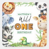 Wild One Jungle Safari 1st birthday  Vierkante Sticker (Voorkant)
